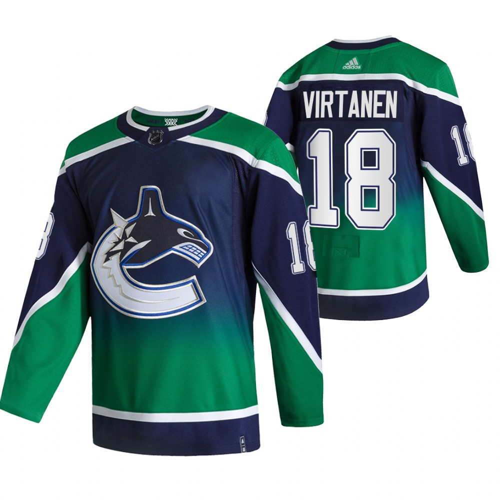 Cheap 2021 Adidias Vancouver Canucks 18 Jake Virtanen Green Men Reverse Retro Alternate NHL Jersey